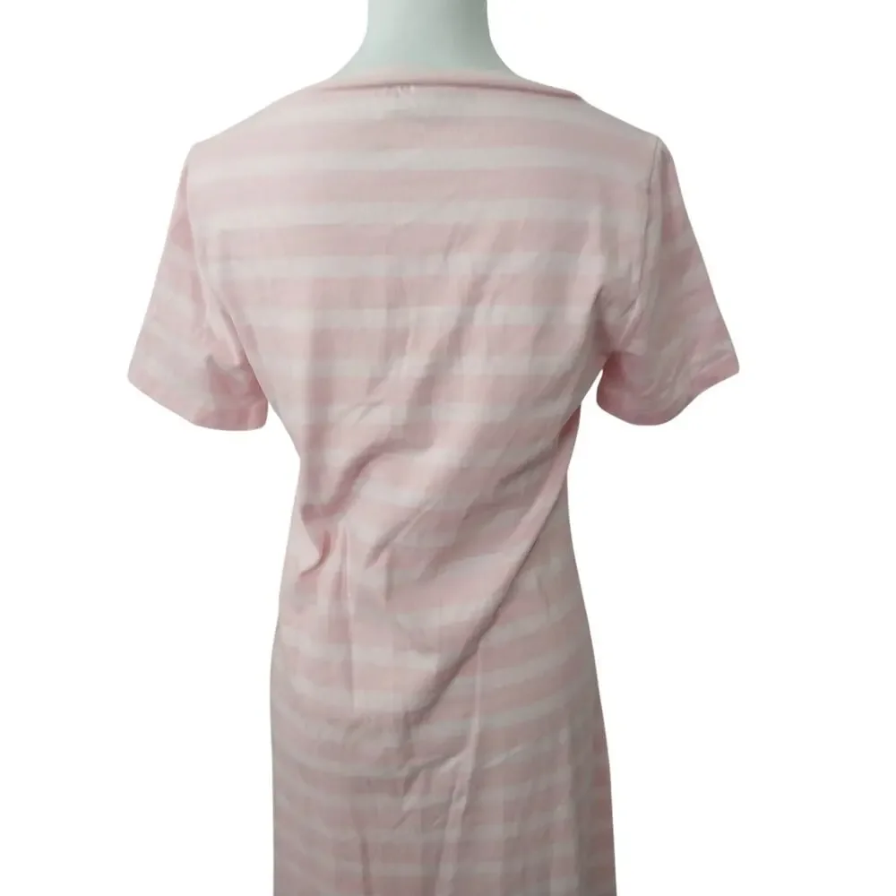 NWOT! J. CREW! TWO TONED PINK STRIPED 100% FINE KNIT COTTON SHIRT DRESS! SZ M